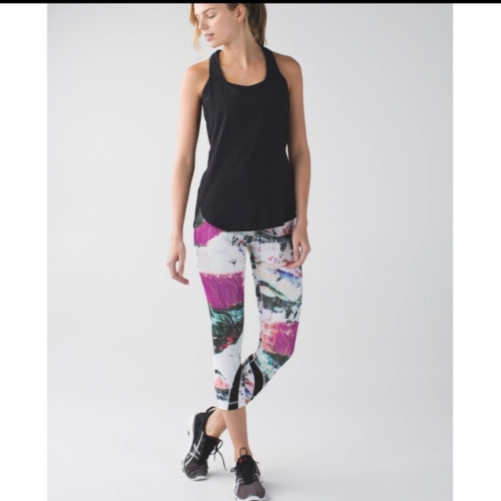 Lululemon Run: Inspire Crop ll Leggings in Pigment Wave multi/black size 6 - Picture 2 of 11